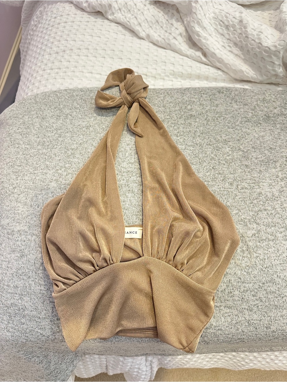 Gold Halter Tie Crop Top